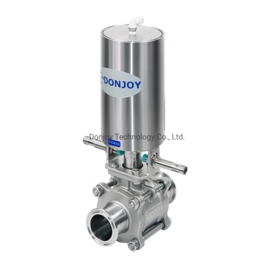 Sanitary 3PCS Pneumatic Stainless Steel Non Retention Clamped Ball Valve